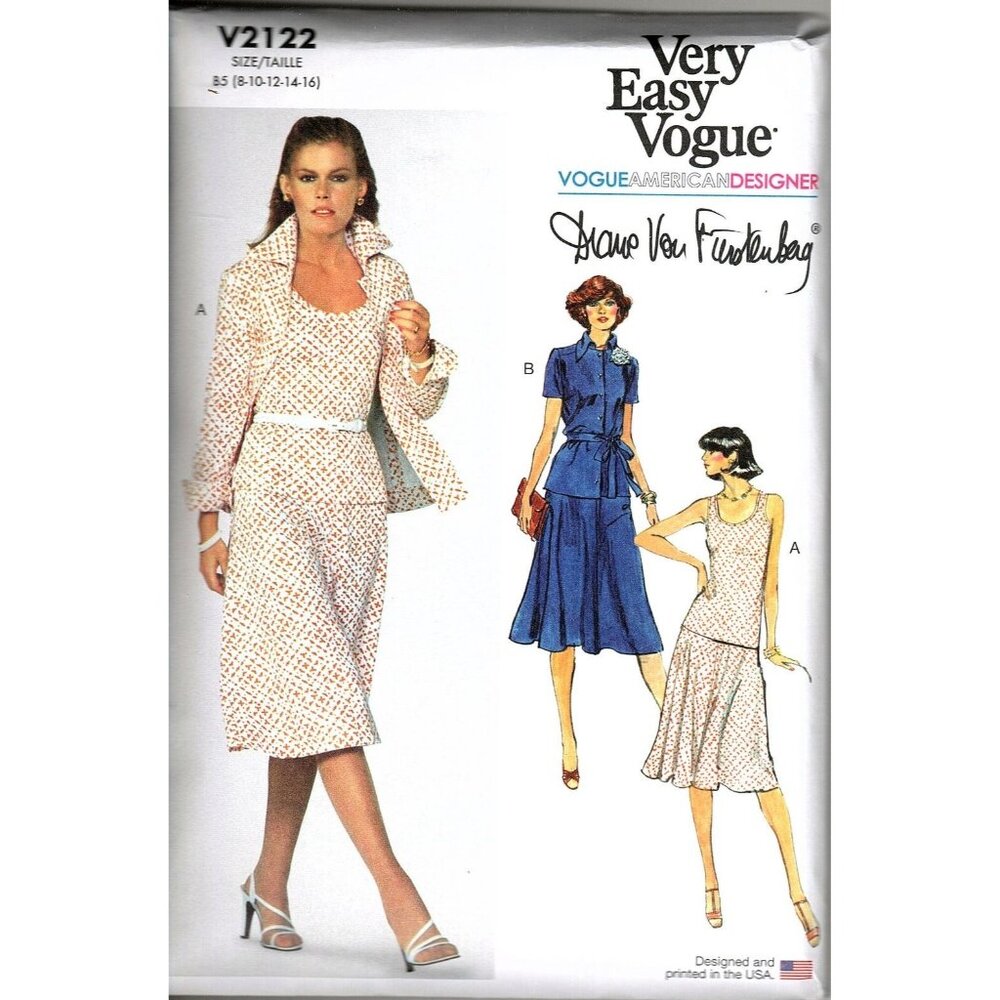 Vogue V2122 8 to 16 Diane Von Furstenberg Jacket, Skirt Uncut Sewing Pattern
